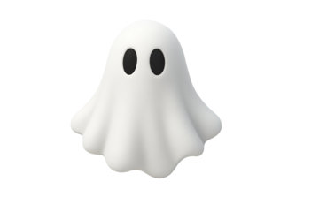 Cute ghost cartoon character spooky spirit illustration halloween decoration funny phantom design concept scary figure artwork isolated on white background
