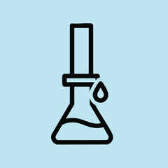 Laboratory glassware with liquid and a droplet, representing scientific experiments and chemical processes