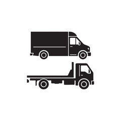 Fototapeta premium Truck Silhouette Set Isolated on White Background. Cargo and Transport Vehicle Vector Design.