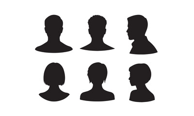 Silhouette of Men and Women Faces Isolated on White Background, Profile Head Vector Design.