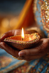 candle in the hands diwali