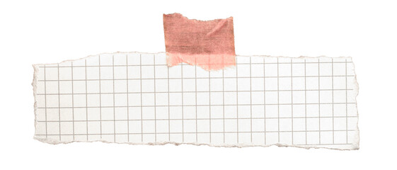 Square Grid Paper with Pink Tape. Isolated square piece of grid paper with pink tape, ideal for school, journaling, or reminders.