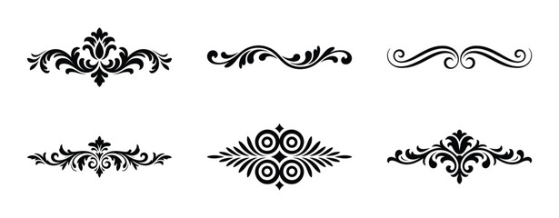 Collection of ornate decorative elements isolated on white background
