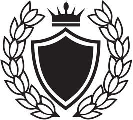 Royal Crest with Shield, Crown, and Laurel Wreath - Heraldic Emblem and Badge Template.