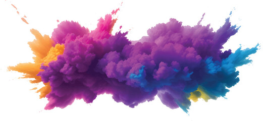 Bright Vibrant Watercolor Splash Splatter Stain with Colorful Rainbow Brush Strokes on White Background Modern Aquarelle Spot for Trendy Abstract Design Illustration