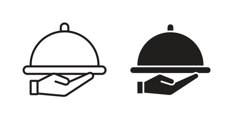 Restaurant Tray icons in line stroke outline art and clip art