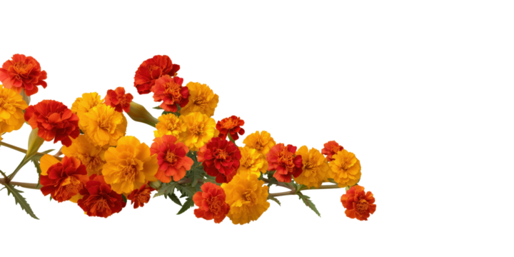 Marigold Blossoms: A vibrant assortment of marigold flowers, their fiery orange and red petals create a burst of color.