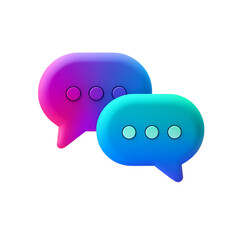 3d illustration of two colorful speech bubbles with dots isolated on transparent background