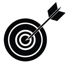 arrow hitting target vector icon  on white backgro
