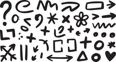 Vector art of collection of handdrawn symbols and icons