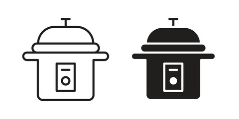 pressure cooker icons in line stroke outline art and clip art