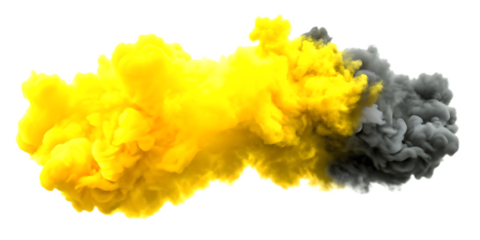 Yellow and grey smoke swirl isolated on a transparent background.PNG	