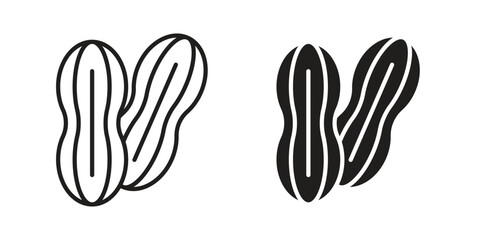 Peanut icons in line stroke outline art and clip art