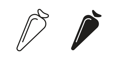 Pastry bag icons in line stroke outline art and clip art
