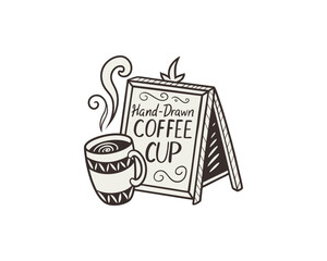 hand drawn coffee chalk vector Free SVG Download