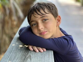 Little boy playing in florida in  the beach cocoa beach 