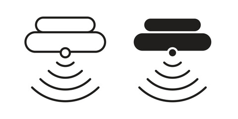 Motion sensor icons in line stroke outline art and clip art