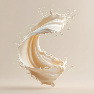 Dynamic visual display showcasing a fluid substance mid-splash, exhibiting a curvilinear motion and vibrant, creamy texture.