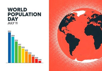 World population day july 11 graphic with globe and bar chart