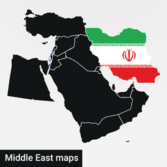 Middle East maps	Iran and Israel Flags Side by Side