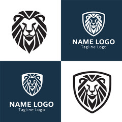 Lion Head Logo Collection Shield, Emblem Designs