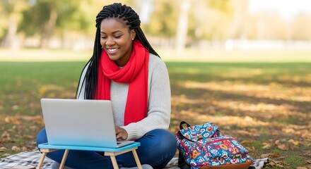 Happy Confident Young Woman Smiling Outdoors in Sunlight