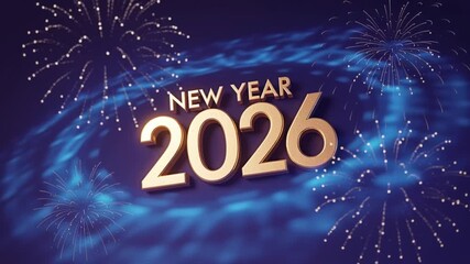 New Year 2026 Gold Title With Firework Burst - Powered by Adobe