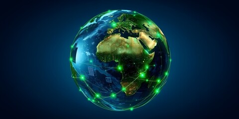 Breathtaking Striking Futuristic Earth with green circuits symbolizing sustainability 
