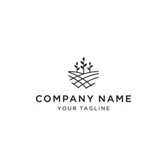 Minimalist logo featuring a stylized field with crops, suitable for agricultural businesses.