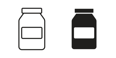 Jar icons in line stroke outline art and clip art