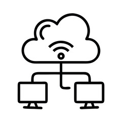Cloud computing network connecting two computers wirelessly and wired