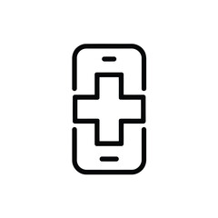 Fototapeta premium Online healthcare application symbol with smartphone and cross promoting telehealth technology solutions and medical assistance
