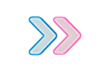 Obraz premium Two glowing arrows pointing right isolated on transparent background