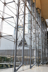 Modern glass wall of modern building.