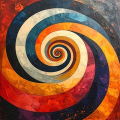 Vibrant spiral abstract painting
