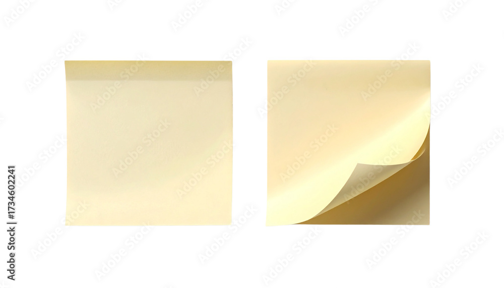 Wall mural two cream sticky note variations with minimalist style isolated on transparent background