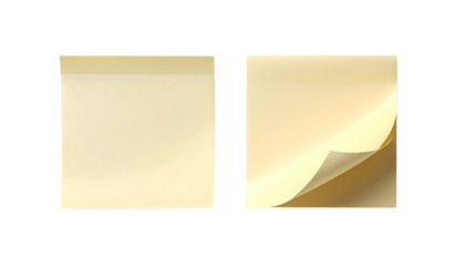 Two Cream Sticky Note Variations with Minimalist Style isolated on transparent background
