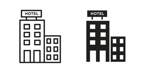 hotel icons in line stroke outline art and clip art