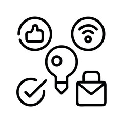 Modern icons representing ideas success connectivity and business solutions