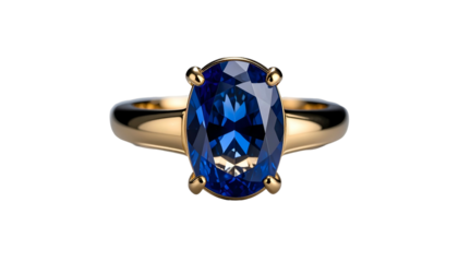 Golden ring with a striking, oval-cut blue gemstone. Simple elegance