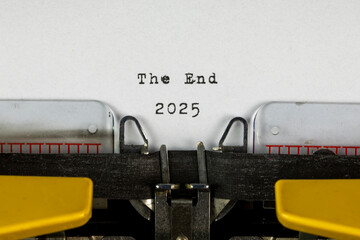 The End 2025 written on an old typewriter	