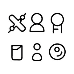 Collection of simple black and white outline icons representing various concepts