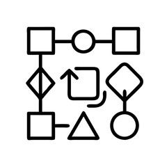 Abstract diagram illustrating a complex process flow with various shapes and connections