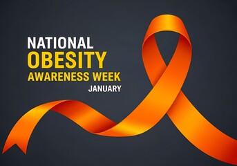 National obesity awareness week january orange ribbon graphic