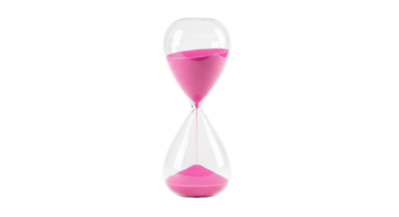 Isolated hourglass with pink sand representing time running out or timing a task isolated