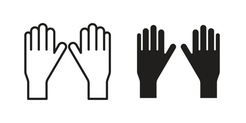 Gloves icons in line stroke outline art and clip art