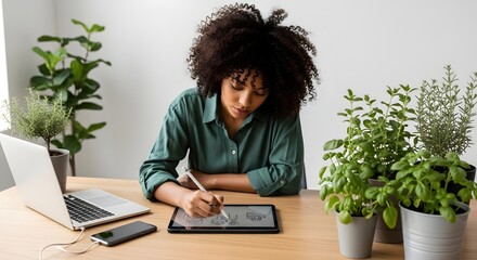 Happy Young Woman Enjoying Coffee Break Outdoors
