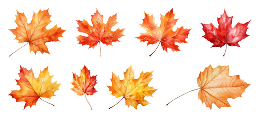 Fototapeta premium Vibrant watercolor autumn leaves