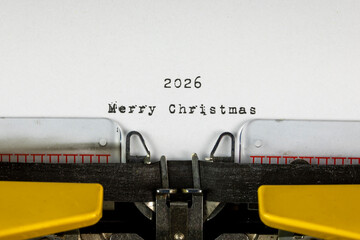 Merry Christmas 2026 written on an old typewriter	