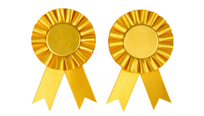 Two Elegant Gold Rosette Award Variations isolated on transparent background